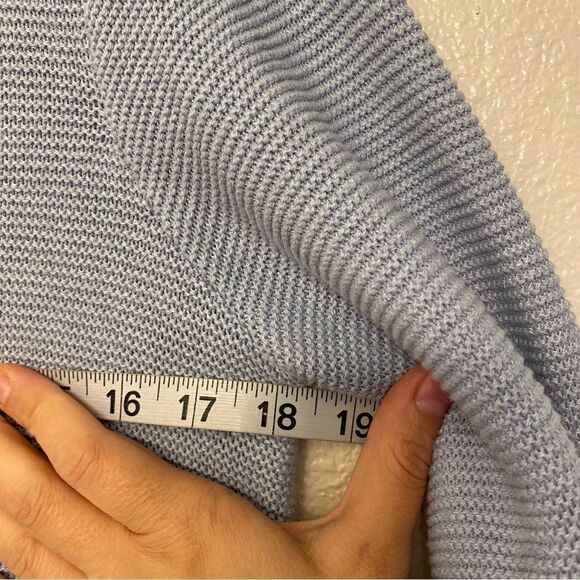 J. Jill light blue long tunic sweater round hem sweater scoop neck waffle knit S - Picture 3 of 7